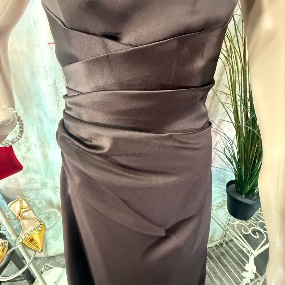 New📌Alfred Angelo Draped Bodice Crystal Beading Bridesmaid - Formal -Prom Dress - Picture 4 of 16